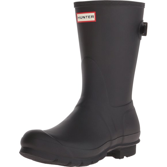 HUNTER WOMEN'S ORIGINAL SHORT BACK ADJUSTABLE RAIN BOOTS, BLACK,